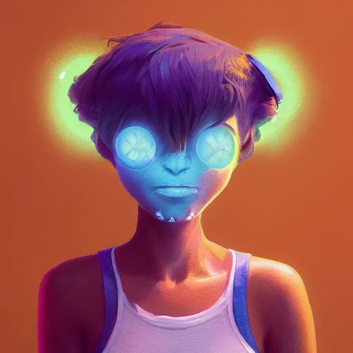 Image similar to highly detailed vfx portrait of a character of a tennis ball monster stephen bliss, chalk, unrealengine, greg rutkowski, loish, rhads, beeple, chalk, makoto shinkai and lois van baarle, ilya kuvshinov, rossdraws, tom bagshaw, basil gogos