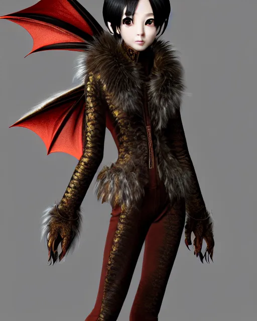 Image similar to dragon hunter, fur - lined dragonhide jacket!!! beautiful and elegant female!! gorgeous ayes!! character concept art, sharp focus, illustration, kinu nishimura!! ayami kojima! shunya yamashita! edayan!! octane render! unreal engine 5! highly rendered!! trending on artstation!! pixiv!