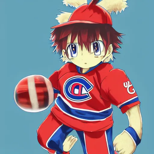 Image similar to anime Portrait of Youppi the Habs Montreal Canadiens Mascot as a very cute powerful and friendly pokemon, highly detailed anime, high evolution, 1990s, legendary, smooth, sharp focus, dynamic lighting, intricate, trending on ArtStation, illustration pokemon, art by WLOP