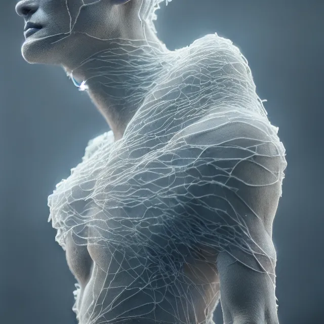 Prompt: a striking! render of ethereal beings made of gauze, glass, and smoky gray quartz, new age artwork, octane, houdini, 8 k, cgsociety, intricately detailed, wyrd, eerie, liminal
