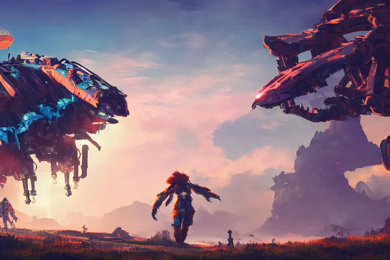 Image similar to sunwing machine mecanical creature robot of horizon forbidden west horizon zero dawn radiating a glowing aura global illumination ray tracing hdr fanart arstation by ian pesty and alena aenami artworks in 4 k