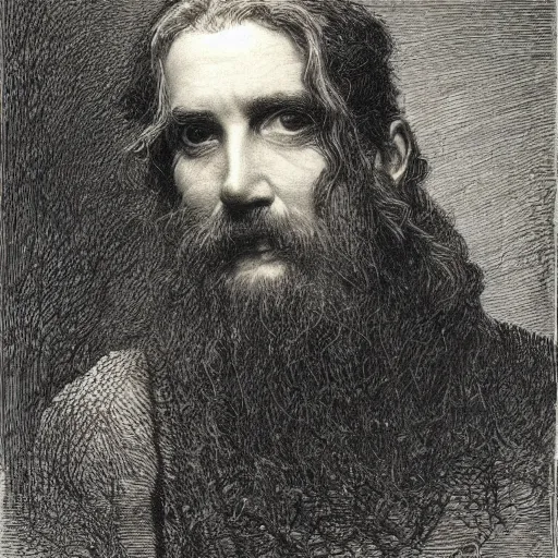 Prompt: portrait by gustave dore