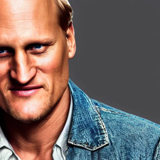 Prompt: woody harrelson is the devil, he grins at the camera, portrait, Complex massive detail, 3/4 view, photography, 8k