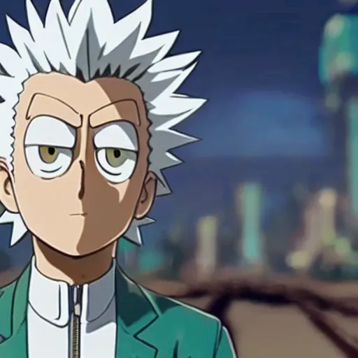 Image similar to Rick Sanchez in one punch man 4K detailed super realistic