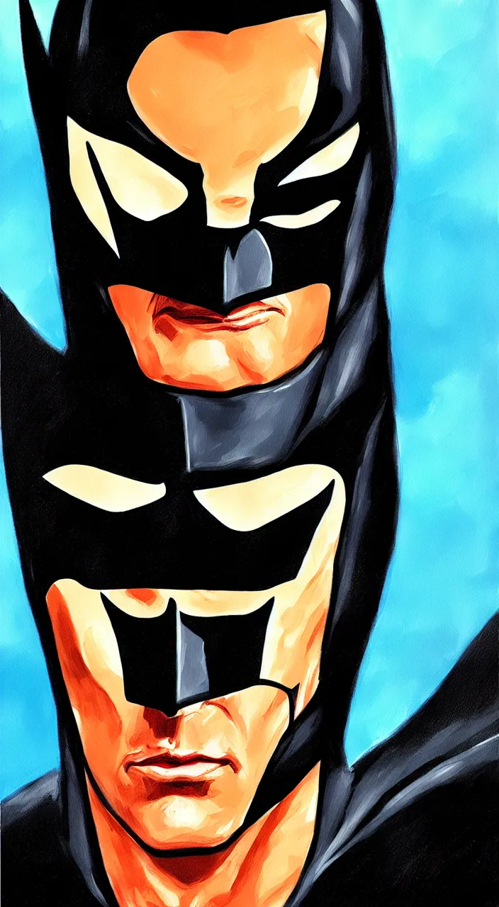 Image similar to a portrait painting of the Batman