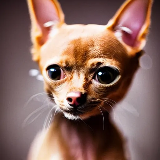 Image similar to a feline chihuahua - cat - hybrid, animal photography