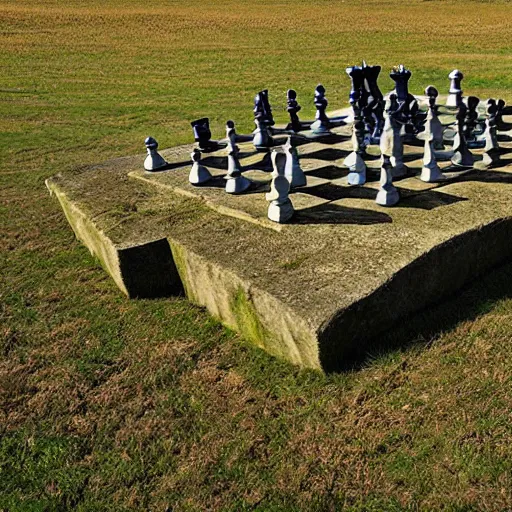 Image similar to giant megalith chess, photography