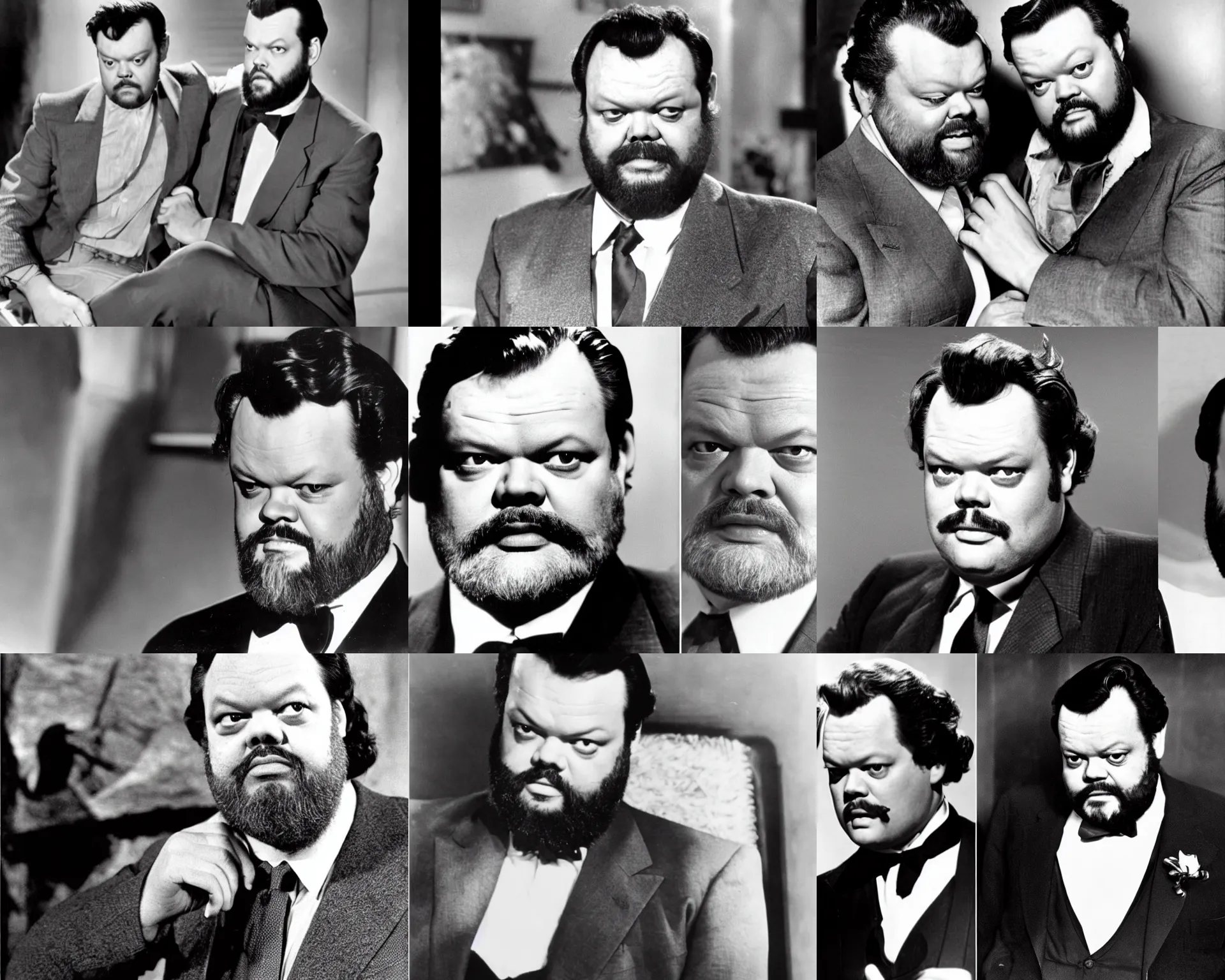 Prompt: handsome and attractive orson welles at 4 0 years making frozen pees