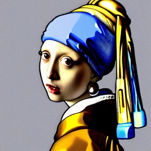 Prompt: Anime girl with a Pearl Earring by Johannes Vermeer, anime parody work, trending on pixiv, big eyes