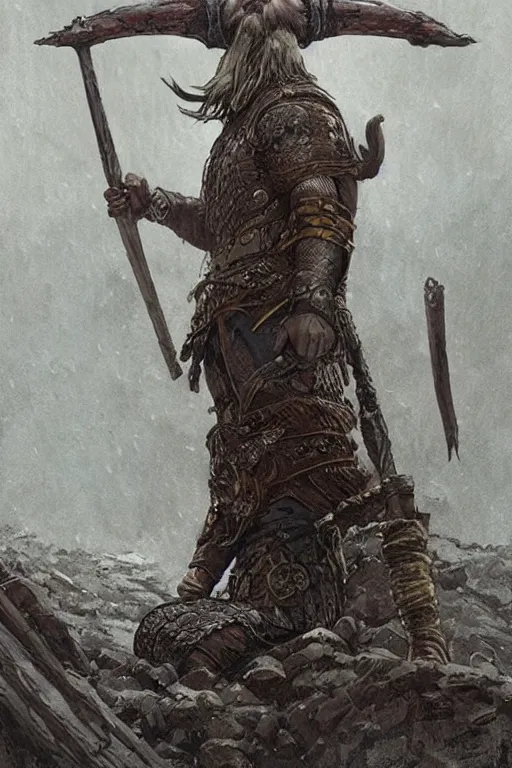 Image similar to tarot card, viking style, concept art by Greg Rutkowski and James Gurney, intricate illustration, detailed