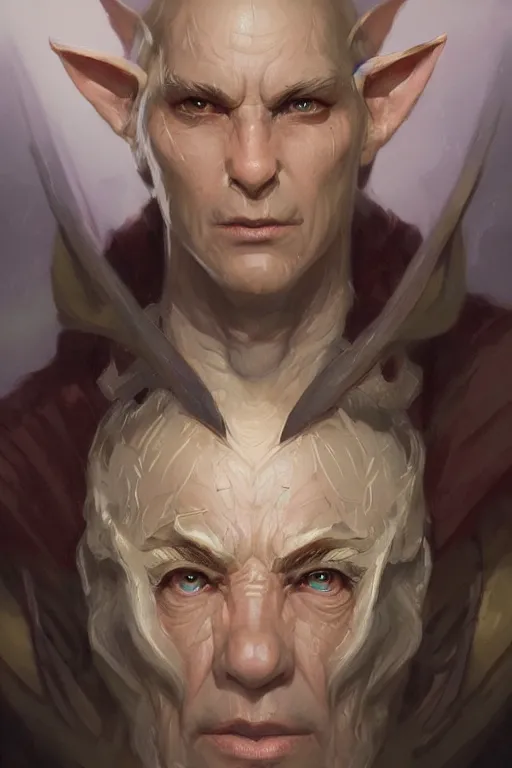 Prompt: dungeons and dragons elder old elf character closeup portrait, dramatic light, dungeon background, 2 0 0 mm focal length, painted by stanley lau, painted by greg rutkowski, painted by stanley artgerm, brom, digital art, trending on artstation
