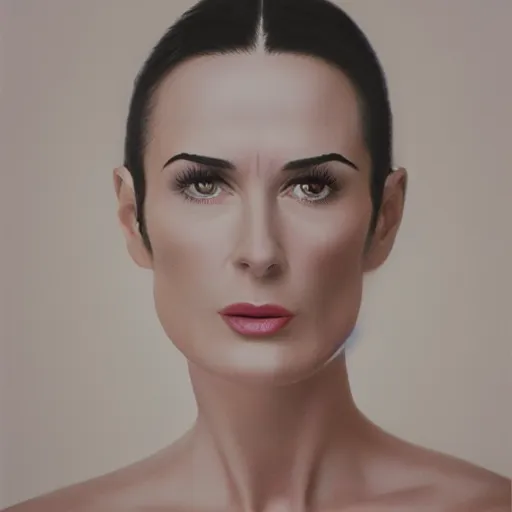 Prompt: realistic expired fuji film portrait of white albino demi moore, hyperrealism, photorealistic, detailed, atmospheric, 8 k, award winning photography, cinematic