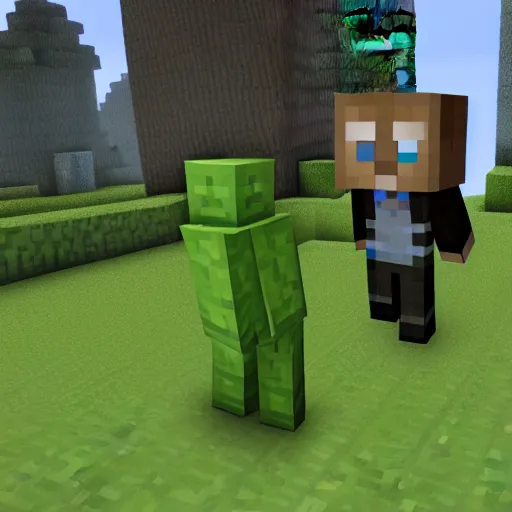Prompt: minecraft creepers built out of creepers in minecraft