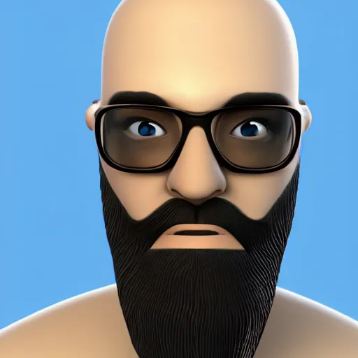 Prompt: man with a long face with a beard wearing glasses , 3d avatar , 4k , HD