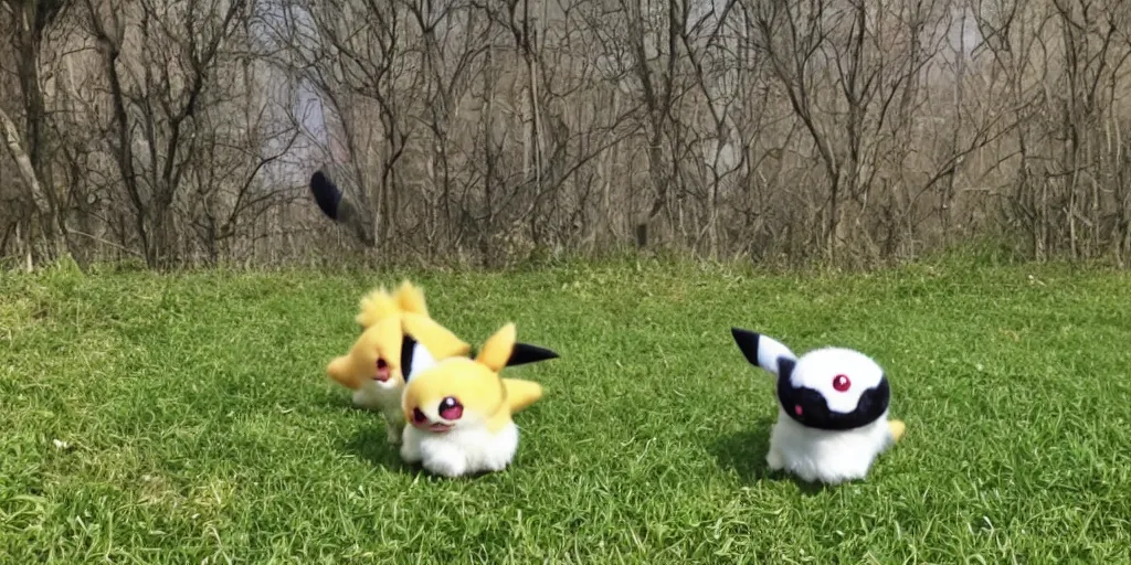 Image similar to real life pokemon, cute!!!, adorable!!!, chunky!!!, fluffy!!!, happy!!!, cheeky!!!, mischievous!!!, ultra realistic!!!, spring time, clear weather, golden hour, sharp focus