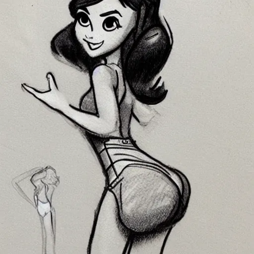 Image similar to milt kahl sketch of victoria justice with kim kardashian body as princess daisy from super mario bros