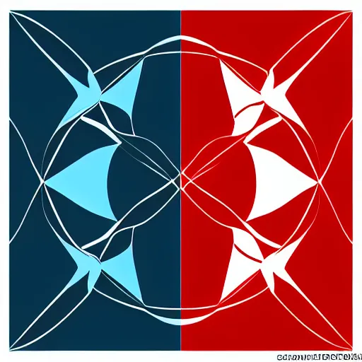 Prompt: a vertically symmetrical image, left is blue, right is red