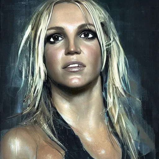 Image similar to britney spears and beyonce morphed together, hybrid, jeremy mann painting