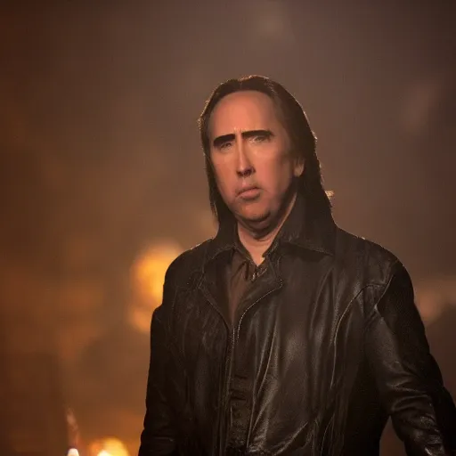 Image similar to Nicholas Cage as Micolash, Host of the Nightmare