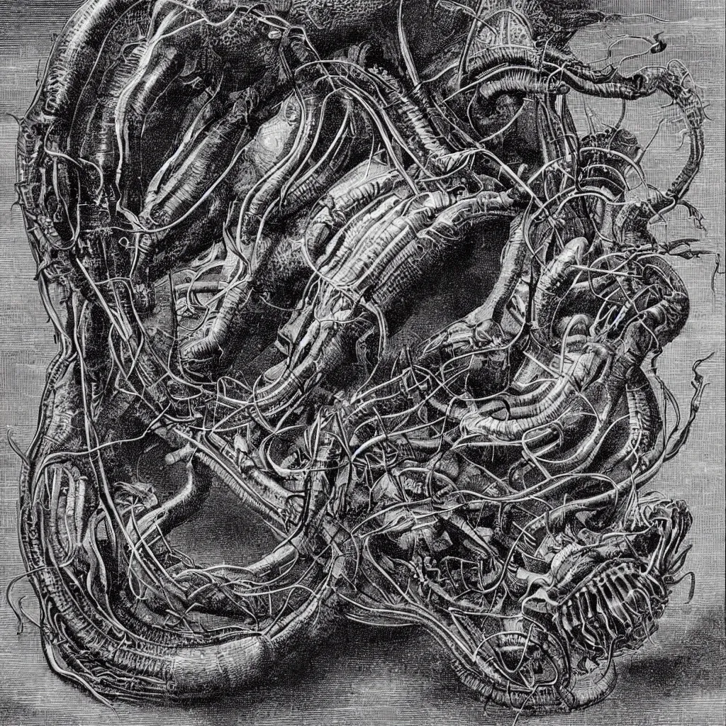 Image similar to alien parasite scientific illustration by Ernst Haekel