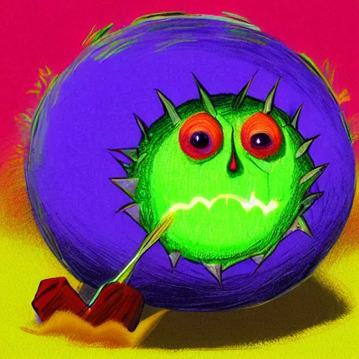 Image similar to a tennis ball monsters, colorful, digital art, fantasy, magic, chalk, trending on artstation, ultra detailed, professional illustration by basil gogos