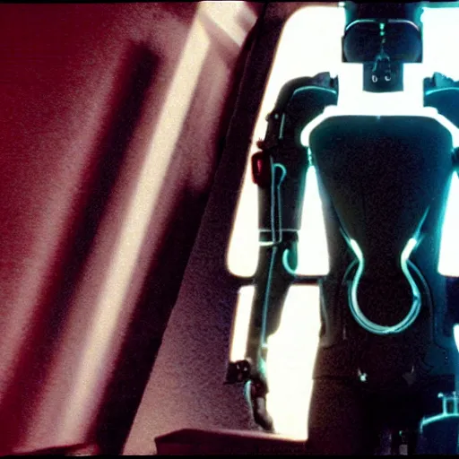 Image similar to movie still of a cyborg, cinematic composition, cinematic light, by edgar wright and david lynch