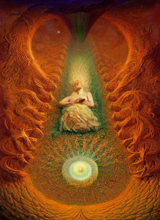 Image similar to antediluvian occult cosmology, panspermia, by robert hooke and ernst haeckel and agostino arrivabene and joaquin sorolla, rule of thirds, vivid colours, atmospheric, digital painting, artstation, concept art, smooth, sharp focus, negative space, illustration, digital painting