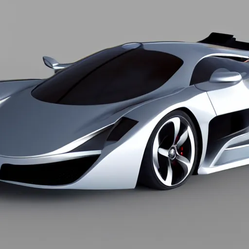 Image similar to render of futuristic supercar, realistic, clean, detailed, raytracing