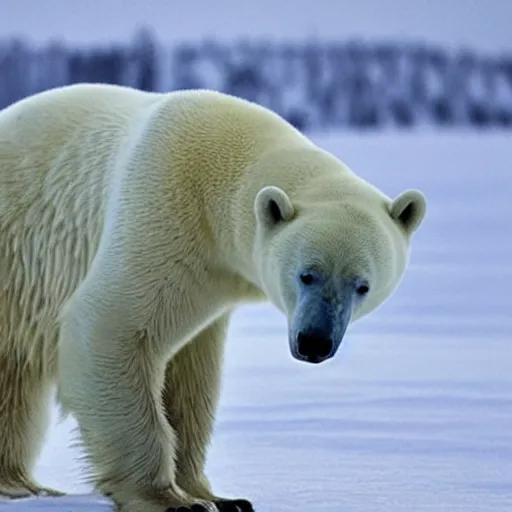 Prompt: a polar bear riding biden