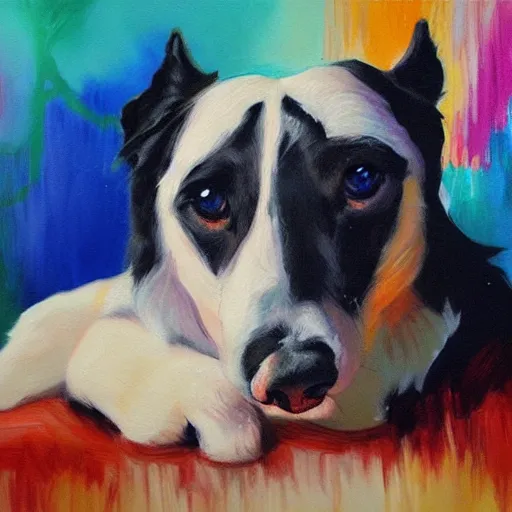 Prompt: 可 愛 い 犬, painting by greg ruthowski