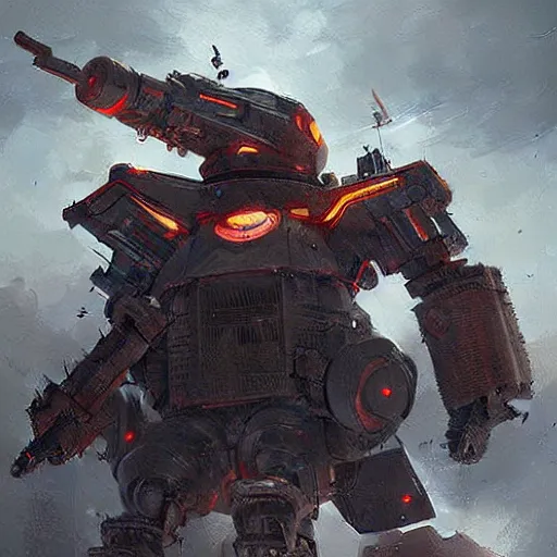 Image similar to a heavily armed battlebot, extremely detailed digital art by greg rutkowski