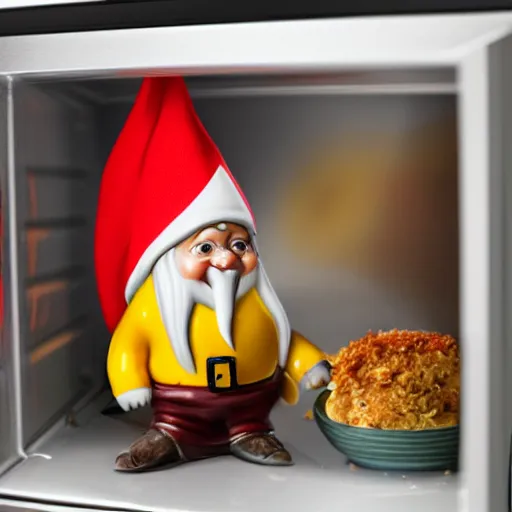 Prompt: gnome in the microwave, screaming-n 4