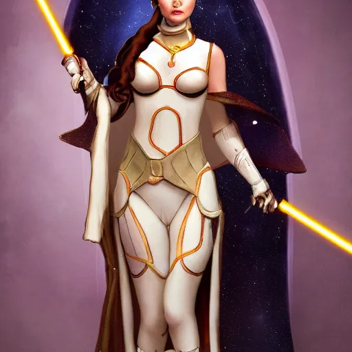 Image similar to obese pear - shaped victoria justice as princess padme in star wars : revenge of the sith, 8 k resolution, cinematic lighting, anatomically correct
