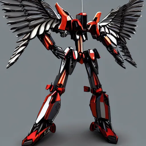 Prompt: a mecha angel with metal wings