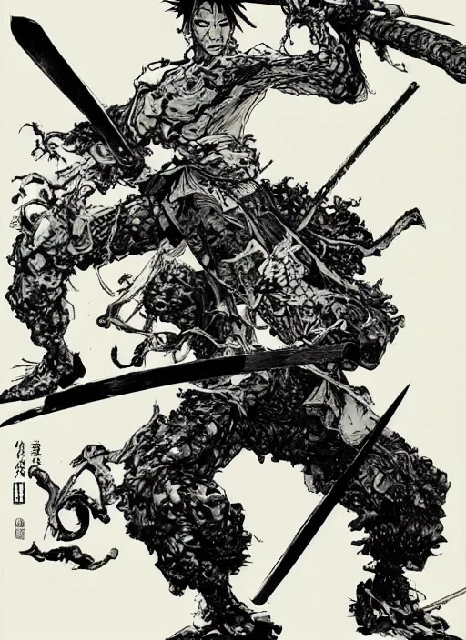 a monstrous fungus samurai swinging a large nodachi, | Stable Diffusion ...