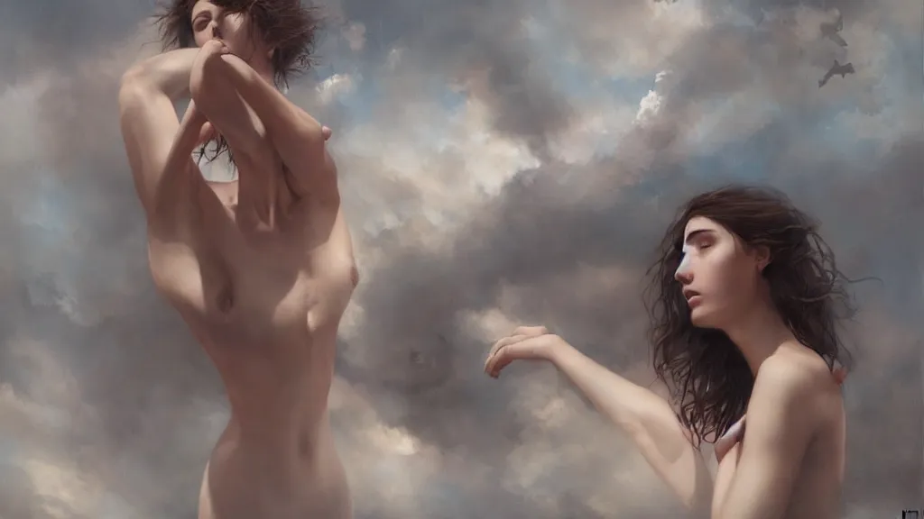 Image similar to Falling in again by Stanley Artgerm and Tom Bagshaw, oil on canvas