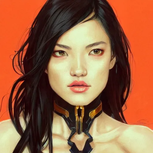 Prompt: portrait of cassandra cain wearing orange bra, attractive, casual, modern, victoria's secret, highly detailed, digital painting, artstation, concept art, smooth, sharp focus, illustration, art by artgerm, greg rutkowski and alphonse mucha