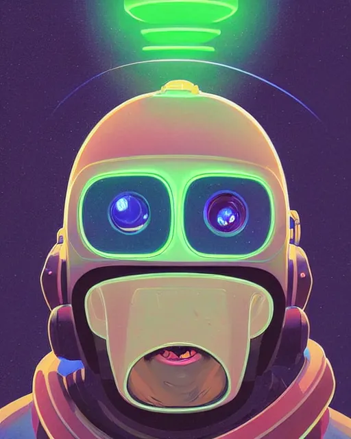 Image similar to sloth as future coder man looking on, sleek cyclops display over eyes and sleek bright headphoneset, neon accent lights, holographic colors, desaturated headshot portrait digital painting by dean cornwall, rhads, john berkey, tom whalen, alex grey, alphonse mucha, donoto giancola, astronaut cyberpunk electric