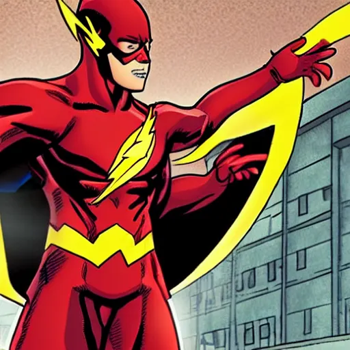 Prompt: Marvel comics character The Flash waiting in a long line at McDonalds