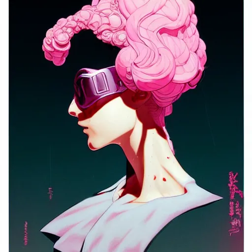 Image similar to prompt : stealthy rogue pink character portrait soft light painted by james jean and katsuhiro otomo and erik jones, inspired by evangeleon anime, smooth face feature, intricate oil painting, high detail illustration, sharp high detail, manga and anime 1 9 9 9