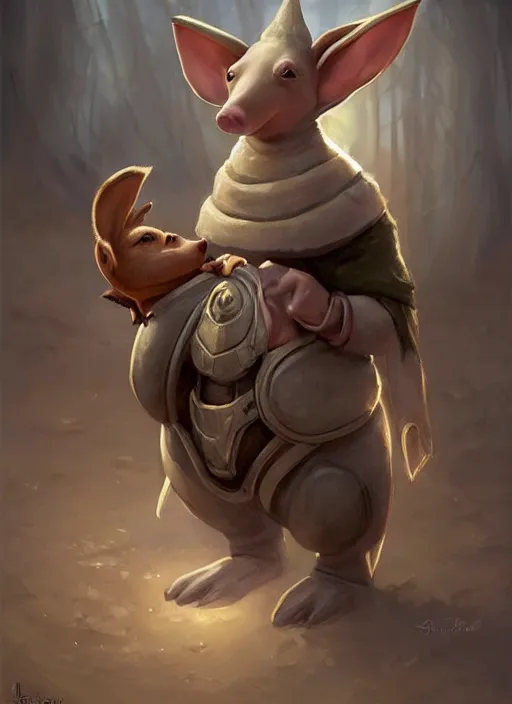 Prompt: cute little anthropomorphic aardvark announcer wearing Atiel's veil, tiny, small, miniature animal, baby animal, short, pale black armor, cute and adorable, pretty, beautiful, DnD character art portrait, matte fantasy painting, DeviantArt Artstation, by Jason Felix by Steve Argyle by Tyler Jacobson by Peter Mohrbacher, cinematic lighting