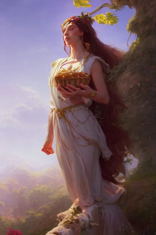 Prompt: goddess of the sweet land, highly detailed, digital painting, artstation, concept art, smooth, sharp focus, illustration, unreal engine 5, 8 k, art by artgerm and greg rutkowski and edgar maxence