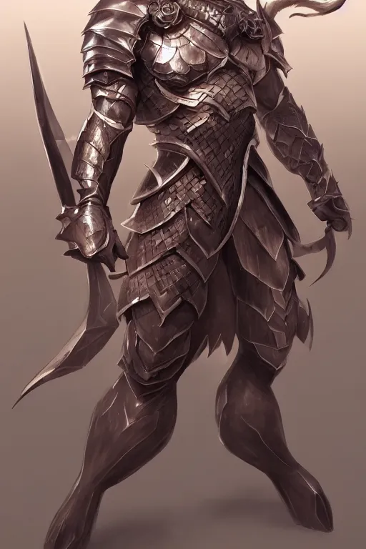 Image similar to Full body character concept art of an anime draconian warrior knight, iridescent scales, cool face, muscular, by Stanley Artgerm Lau, WLOP, Rossdraws, James Jean, Andrei Riabovitchev, Marc Simonetti, and Sakimichan, tranding on artstation