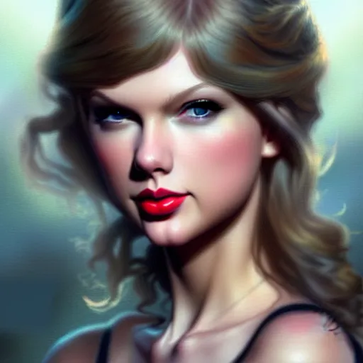 Image similar to Taylor Swift closeup, D&D style, fantasy, intricate, elegant, highly detailed, digital painting, artstation, concept art, matte, sharp focus, illustration, art by Artgerm and Greg Rutkowski and Alphonse Mucha