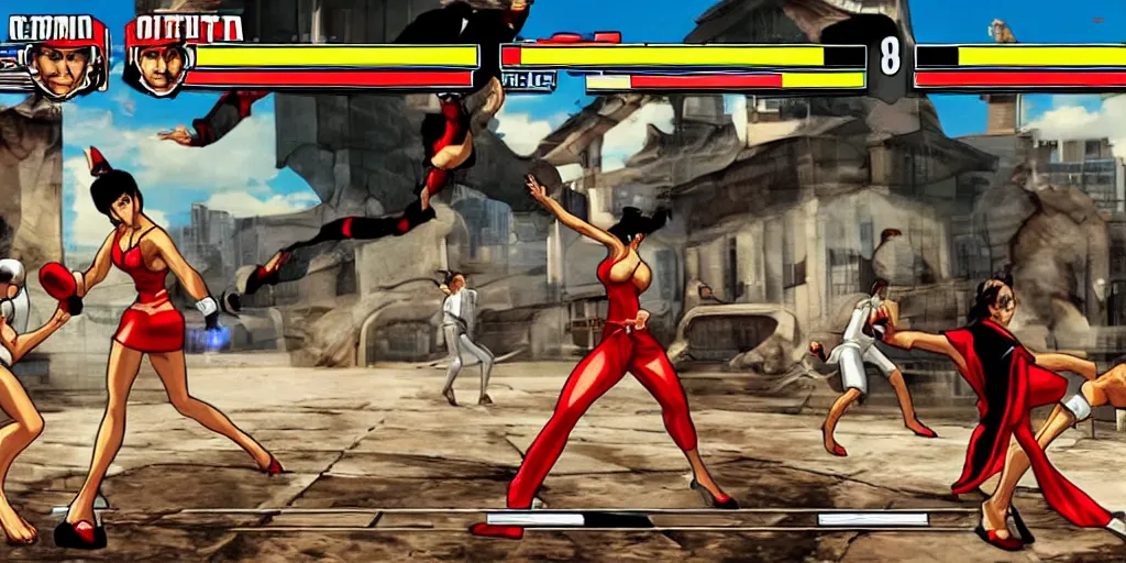 Image similar to Obama fighting against Mai Shiranui in King of the fighters 97, Gameplay, Screenshot, KOF97