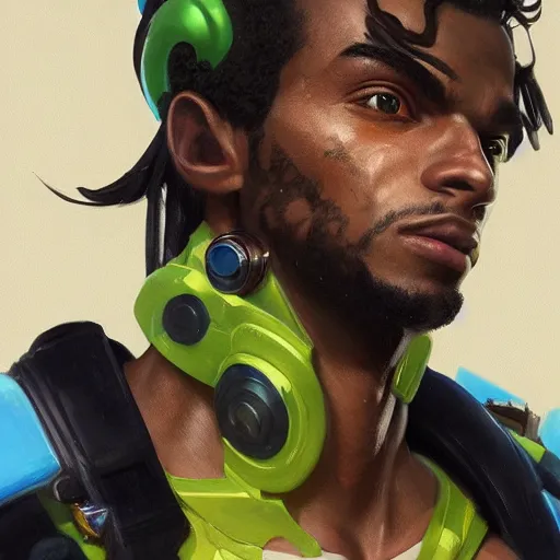 Prompt: very detailed masterpiece painting of lucio from overwatch, portrait, artstation, concept art by greg rutkowski