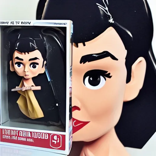 Prompt: audrey hepburn, stop motion vinyl action figure, plastic, toy, butcher billy style