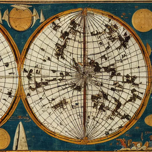 Prompt: a detailed ancient map of latent space