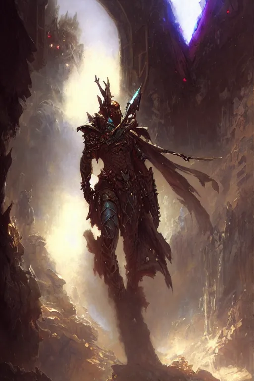 Prompt: eldar stepping out of the webway portal portrait dnd, painting by gaston bussiere, craig mullins, greg rutkowski, yoji shinkawa