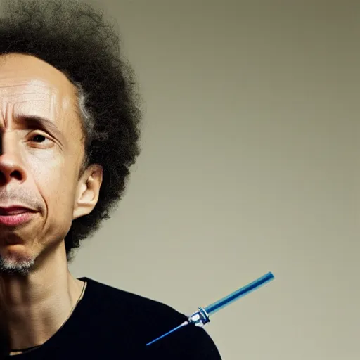 Prompt: Malcolm Gladwell sniffing from a jar with smell lines coming from it